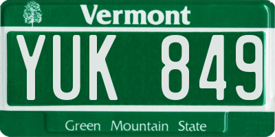 VT license plate YUK849