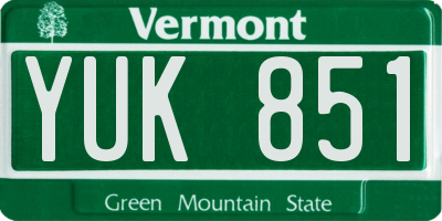 VT license plate YUK851