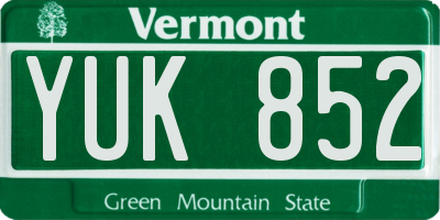 VT license plate YUK852