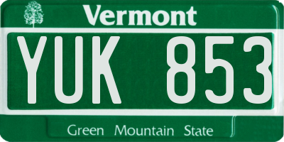VT license plate YUK853