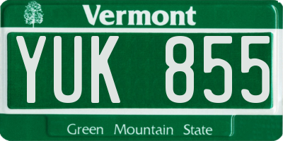 VT license plate YUK855