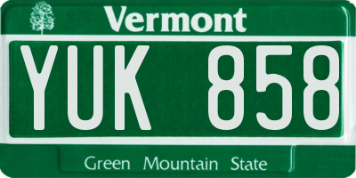 VT license plate YUK858