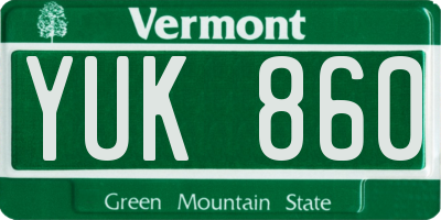 VT license plate YUK860