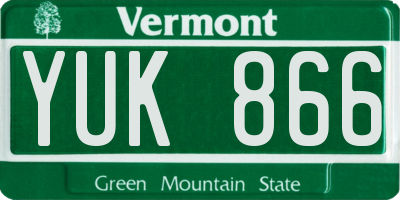 VT license plate YUK866