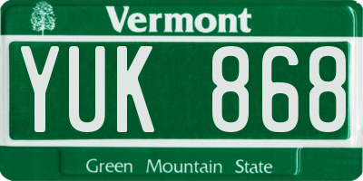 VT license plate YUK868