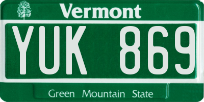 VT license plate YUK869