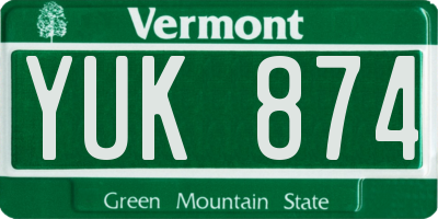 VT license plate YUK874