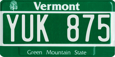 VT license plate YUK875