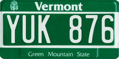VT license plate YUK876