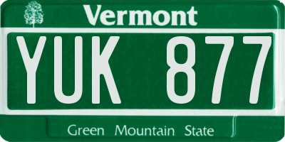 VT license plate YUK877