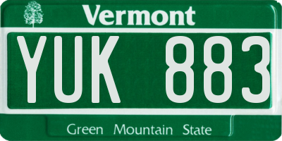 VT license plate YUK883