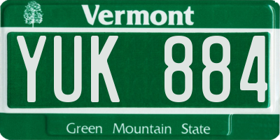 VT license plate YUK884