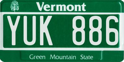 VT license plate YUK886