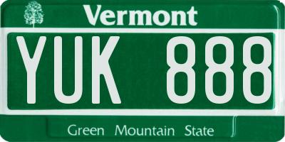 VT license plate YUK888