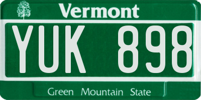 VT license plate YUK898