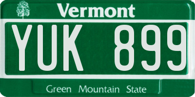 VT license plate YUK899