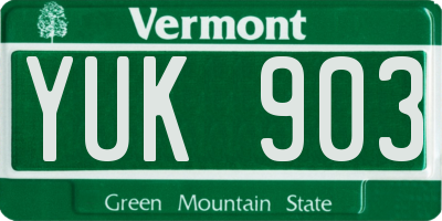 VT license plate YUK903