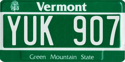 VT license plate YUK907