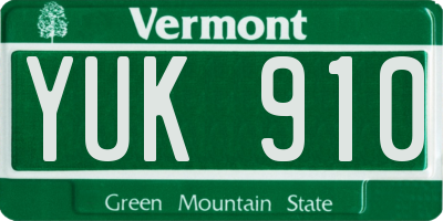 VT license plate YUK910