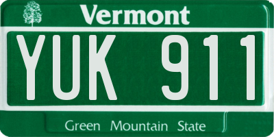 VT license plate YUK911