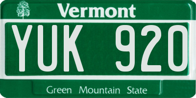 VT license plate YUK920