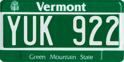 VT license plate YUK922