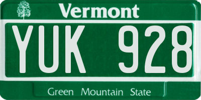 VT license plate YUK928