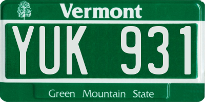 VT license plate YUK931