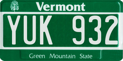 VT license plate YUK932