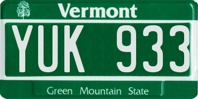 VT license plate YUK933