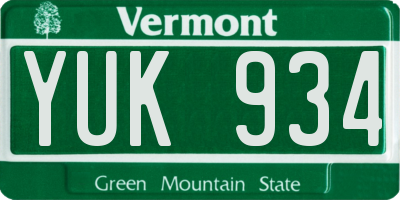 VT license plate YUK934