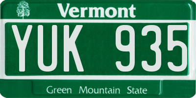 VT license plate YUK935