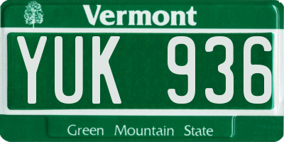 VT license plate YUK936