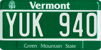 VT license plate YUK940