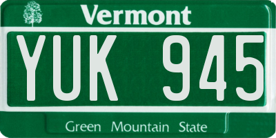 VT license plate YUK945