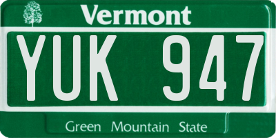 VT license plate YUK947