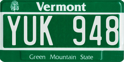 VT license plate YUK948