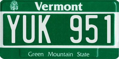 VT license plate YUK951
