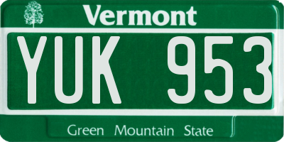 VT license plate YUK953