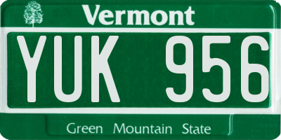 VT license plate YUK956