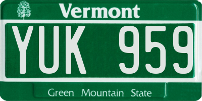 VT license plate YUK959