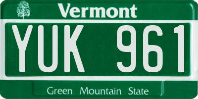 VT license plate YUK961