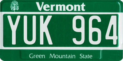 VT license plate YUK964