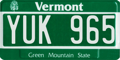 VT license plate YUK965