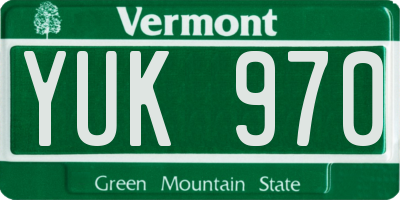 VT license plate YUK970