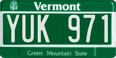 VT license plate YUK971