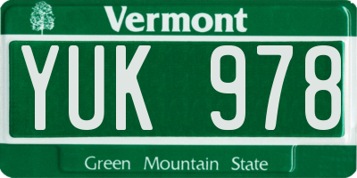 VT license plate YUK978