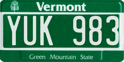 VT license plate YUK983