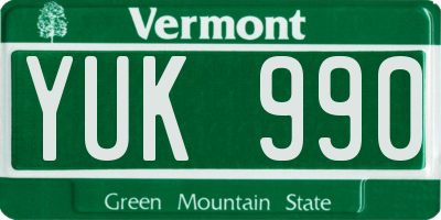 VT license plate YUK990
