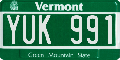VT license plate YUK991